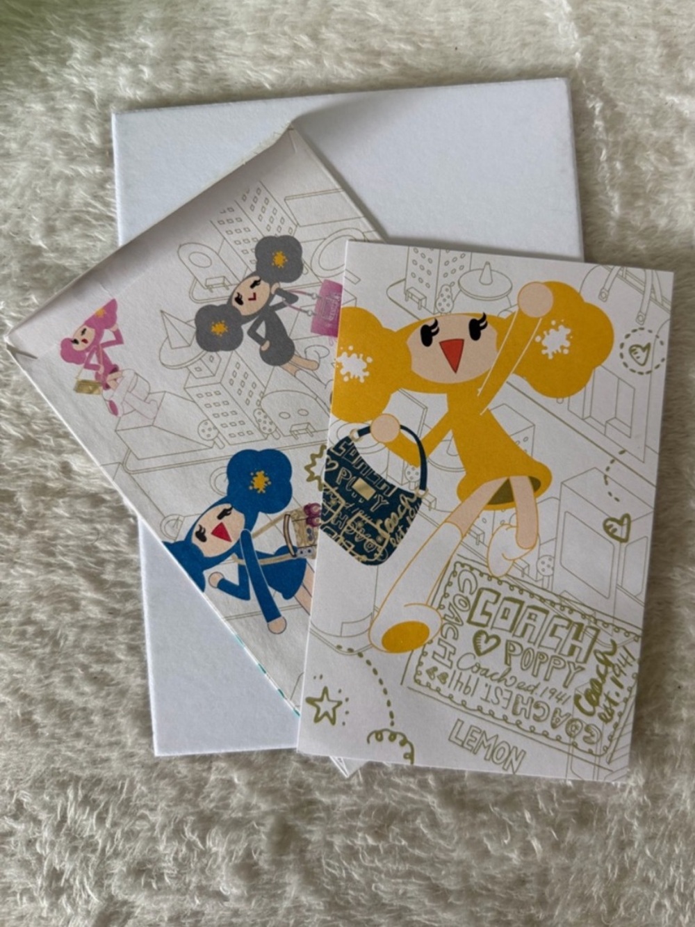 Coach Poppy Illustration Notecards - Yellow & Blue